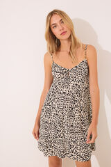 Women'secret Vestido corto tirantes animal print negro