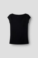 Lmtd T-shirt de manga curta canelada el&aacute;stica preto