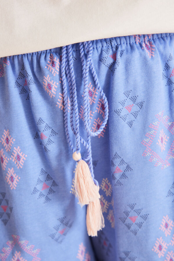 Women'secret Pijama 100% algod&oacute;n blanco &eacute;tnico gris