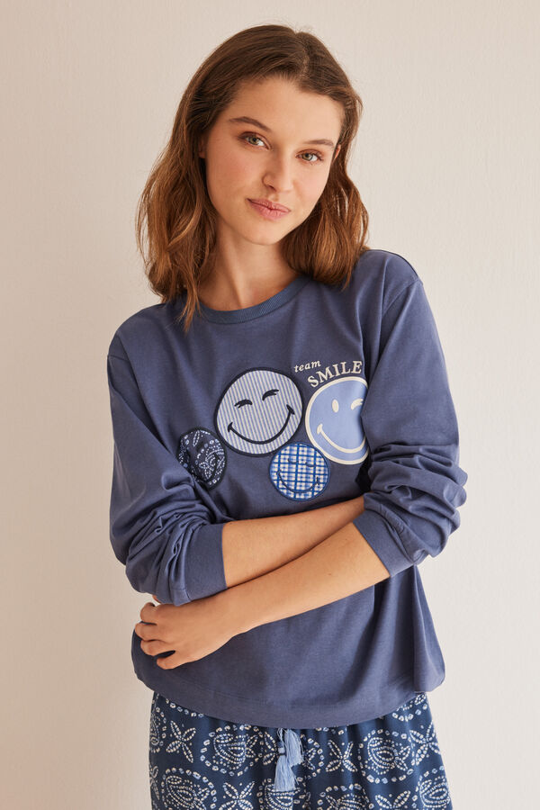 Women'secret Sweatshirt 100% algod&atilde;o azul SmileyWorld &reg; azul