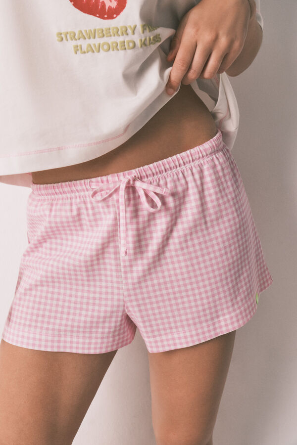 HI&BYE Pijama curto 100% algod&atilde;o rosa bege