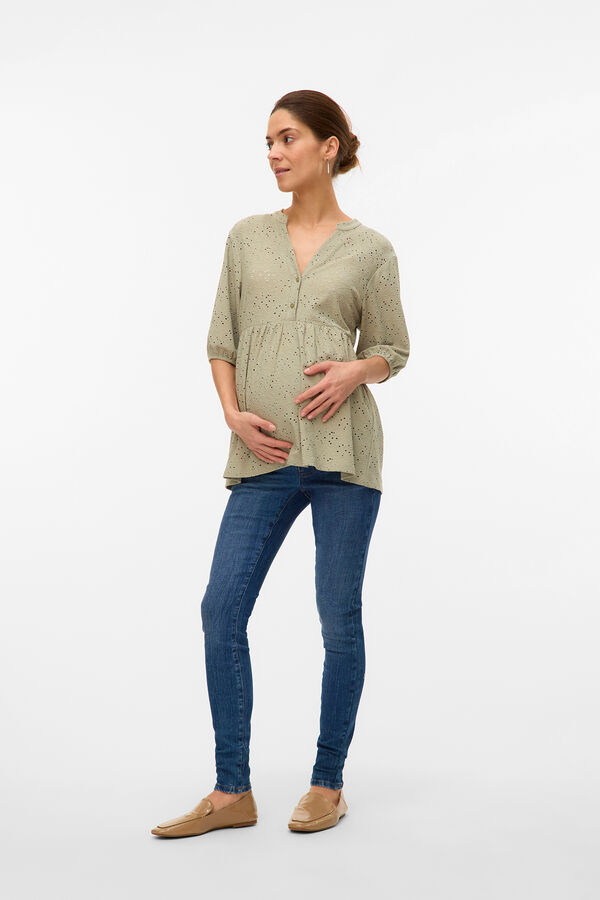 Mamalicious Camisa fluida para maternity e amamenta&ccedil;&atilde;o cinzento
