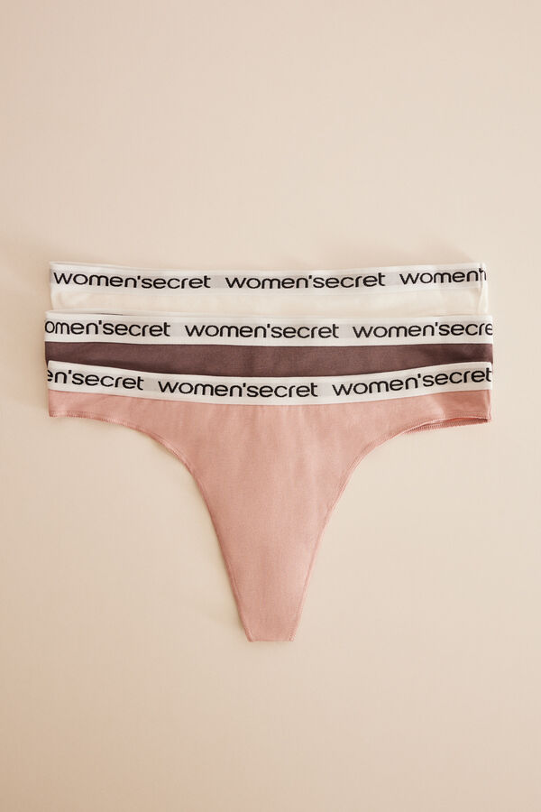 Women'secret Pack 3 tangas algod&oacute;n logo blanco