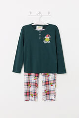 Women'secret Pijama infantil 100% algod&oacute;n cuadros Grinch verde