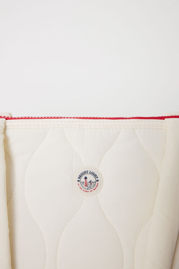 Women'secret Bolso blanco nylon acolchado marfil