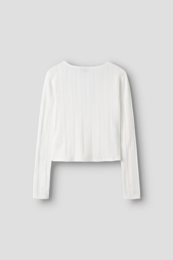 Lmtd Top de malha de manga comprida cruzado com la&ccedil;ada branco