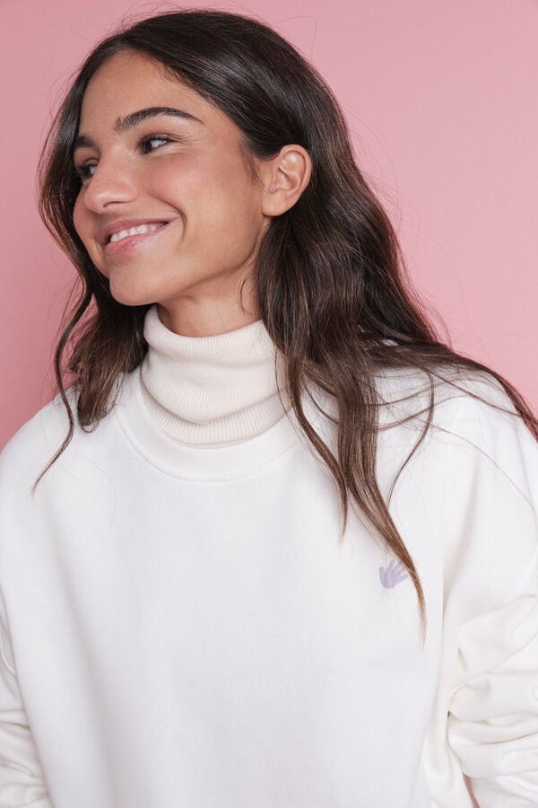 HI&BYE Sudadera felpa blanco logo marfil