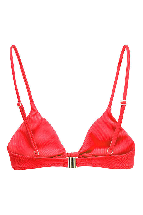 Only Top de bikini triangular nudo coral ne&oacute;n rojo