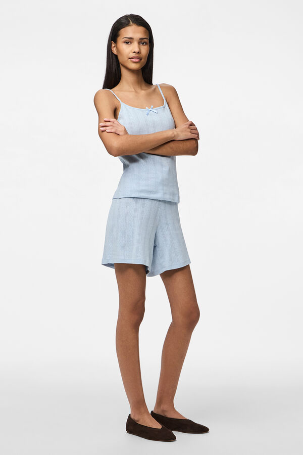 Pieces Calças de algodão azul