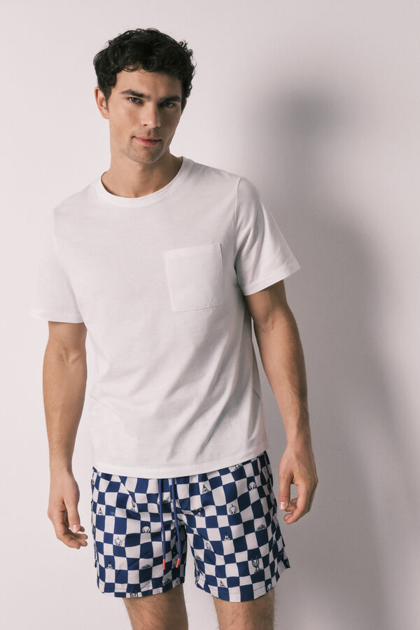 Women'secret Fato de banho de homem estampado aos quadrados e Looney Tunes azul