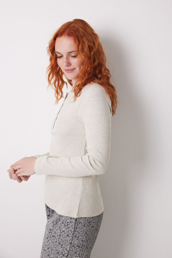 Women'secret Camiseta manga larga canal&eacute; arena nude