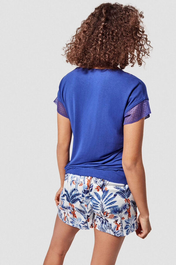 Gisela Camiseta manga corta lisa azul