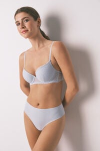 Women'secret Cueca brasileira de microfibra azul cintura alta