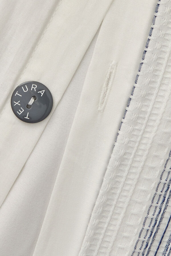 Textura Capa de edred&atilde;o em tecido de algod&atilde;o &agrave;s riscas azul