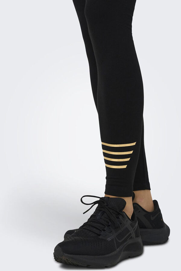 Only Play Leggins detalle dorado negro
