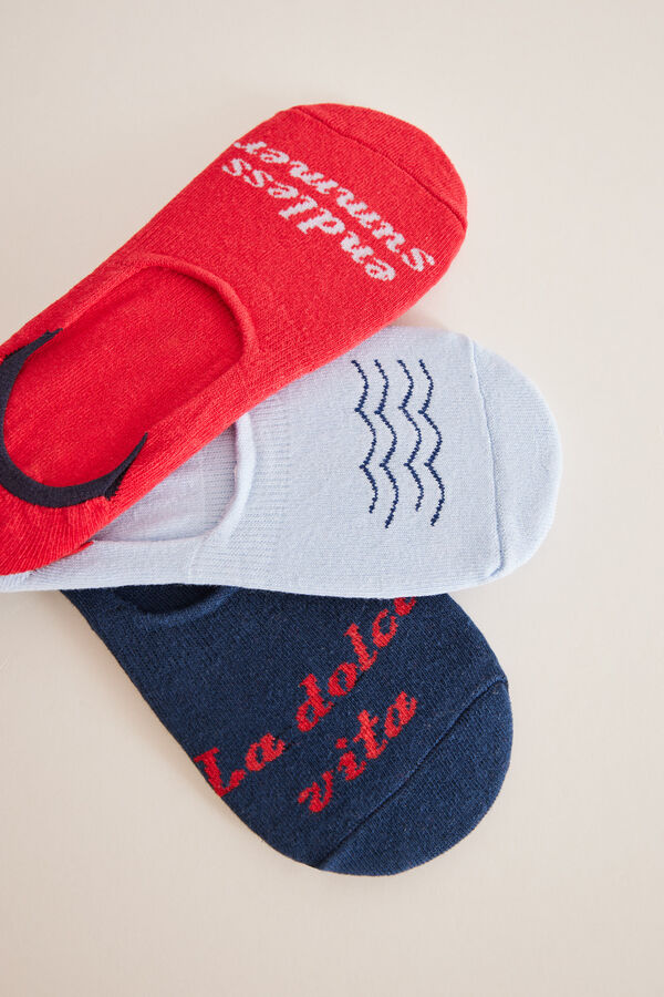 Women'secret Pack 3 meias invis&iacute;veis marinheiros estampado