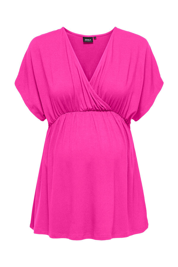 Only Maternity Top fluido manga murci&eacute;lago cuello pico maternity fucsia