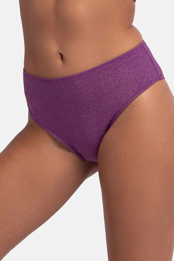 Dorina Calcinha de biquíni brasileira com glitter roxo rosa