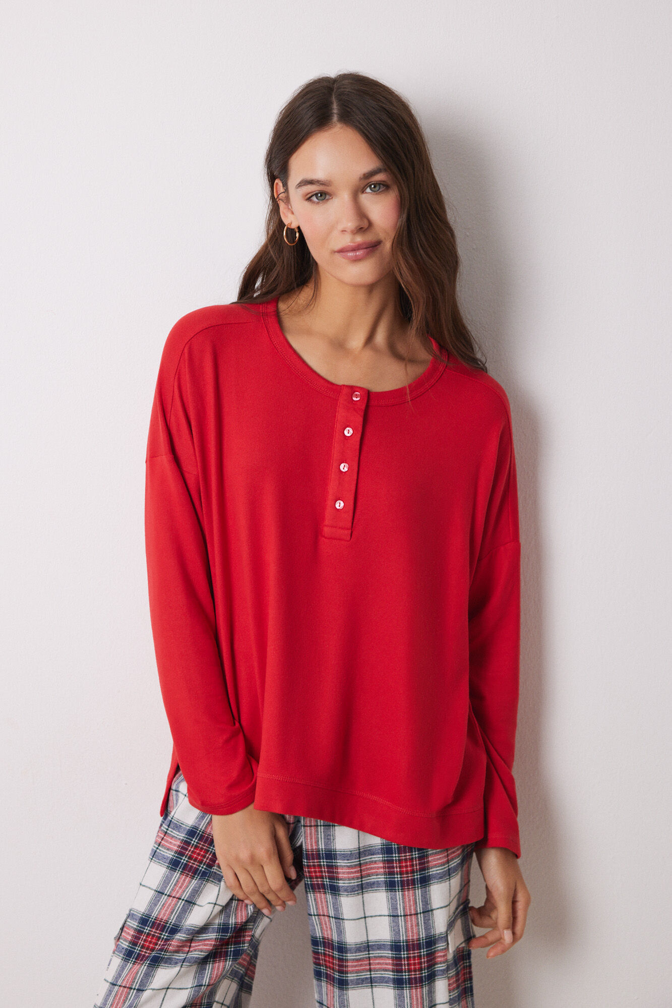 Women'secret Camiseta manga larga punto c&aacute;lido rojo