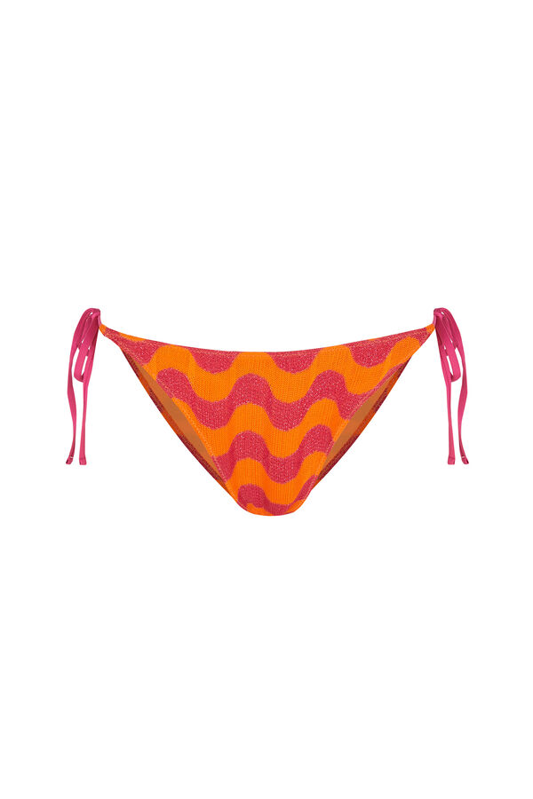 Women'secret Cueca biquíni clássica com tiras estampadas em ondas rosa rosa