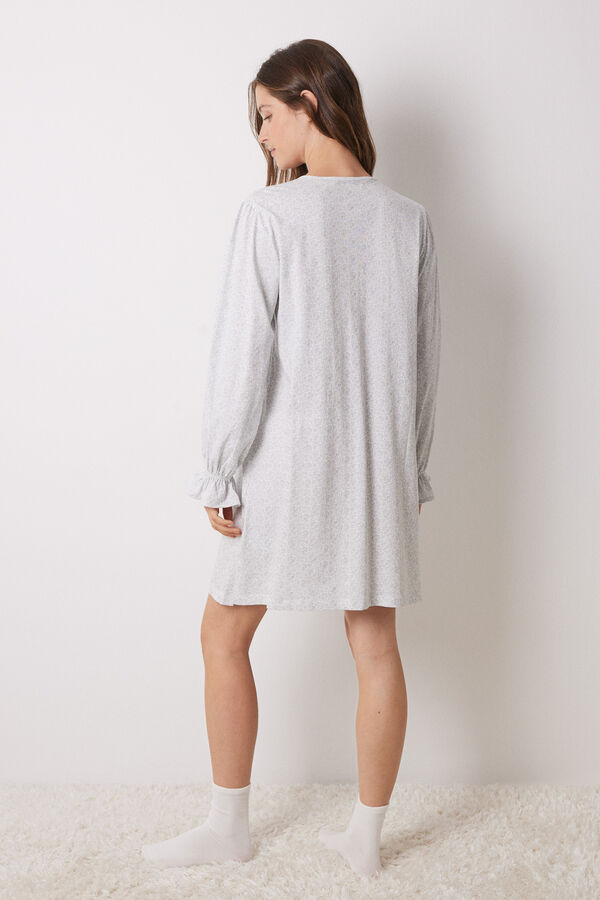 Women'secret Camisa de dormir curta estampada 100% algod&atilde;o branco