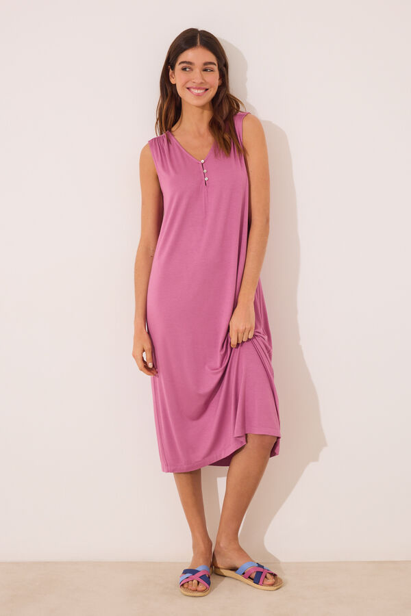 Women'secret Camisa de dormir sem mangas de viscose rosa rosa