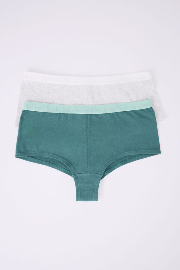 HI&BYE Pack 2 calçinhas boxer algodão gris e verde multicolour