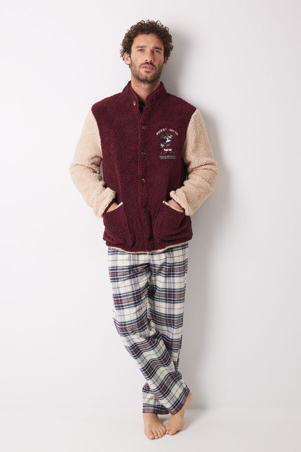 Women'secret Bata corta hombre Mickey Mouse borreguito burdeos