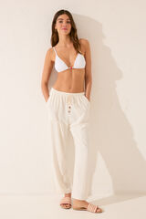 Women'secret Pantal&oacute;n Capri lino blanco blanco