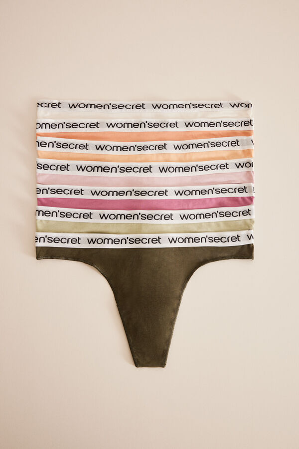 Women'secret Pack 7 tangas algod&oacute;n logo blanco