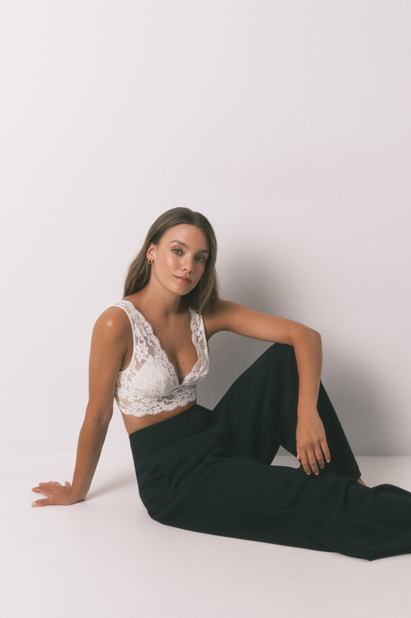 Women'secret Sujetador bralette halter encaje beige