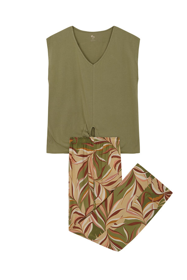 Women'secret Set 100% algod&oacute;n print tropical kaki