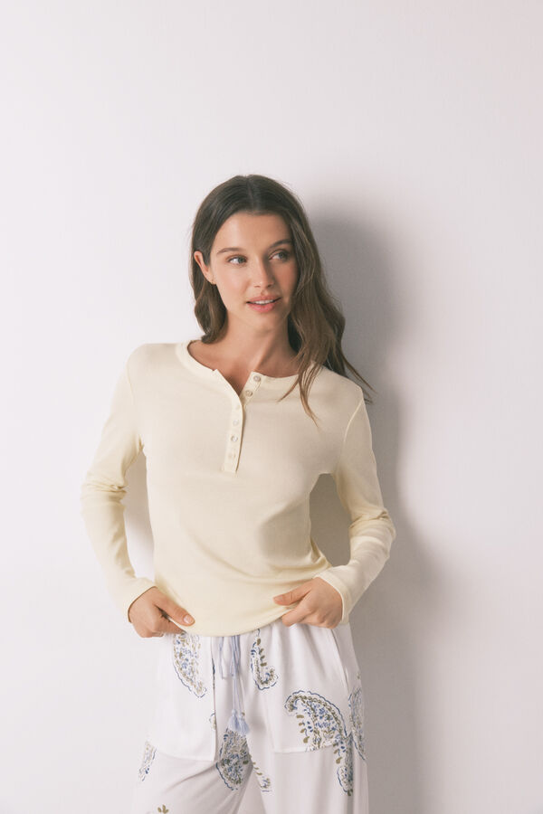 Women'secret Camiseta manga larga algod&oacute;n amarillo amarillo