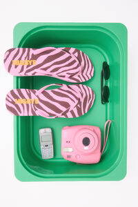 HI&BYE Chanclas print cebra rosa logo