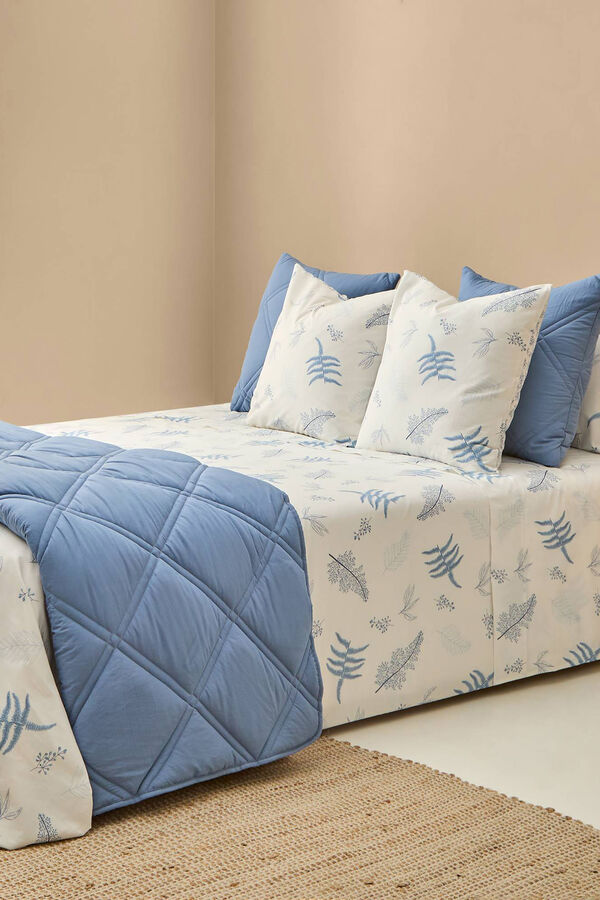 Textura Capa n&oacute;rdica algod&atilde;o folhas azul