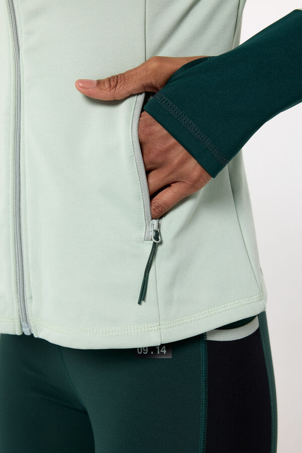 Only Play Chaqueta t&eacute;cnica pu&ntilde;os con abertura turquesa