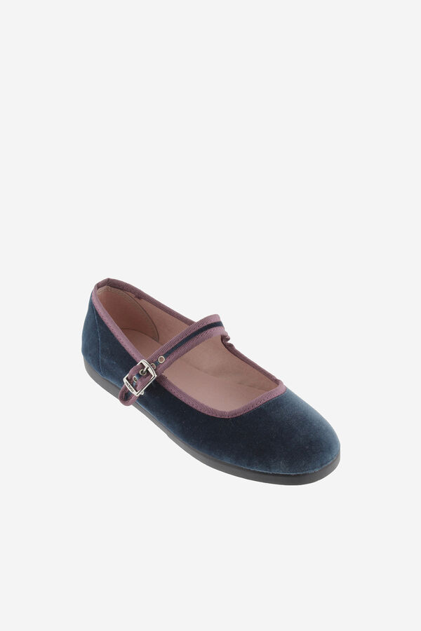 Victoria Bailarinas de terciopelo con ribete azul
