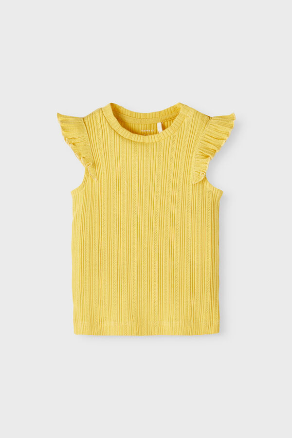 Womensecret T-shirt sem mangas de bebé com detalhe de folhos estampado