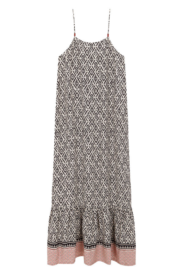 Women'secret Vestido comprido estampado &eacute;tnico preto