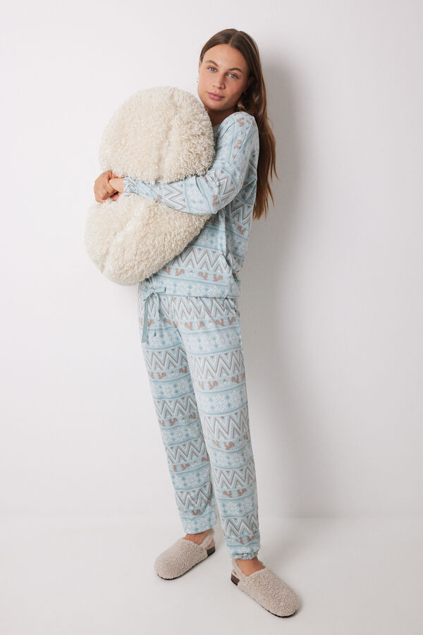 Women'secret Pijama polar longo super macio verde