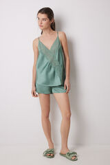 Women'secret Pijama corto sat&eacute;n y encaje verde verde