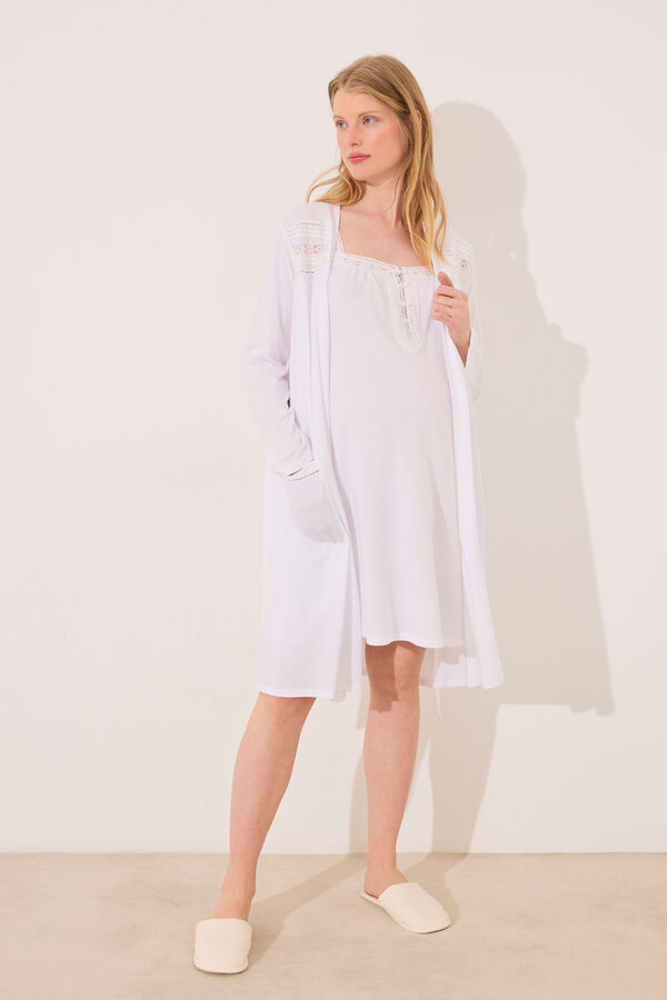 Women'secret Robe midi "maternity" branco bege