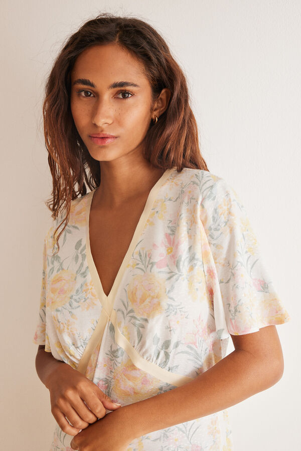 Women'secret Vestido midi viscosa estampado floral marfil