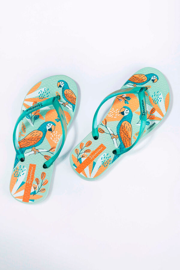 Ipanema Chinelos infantis estampado papagaios tropicais azul