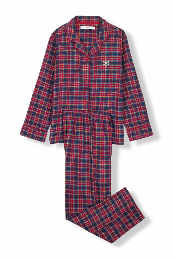 Women'secret Pijama infantil camisero cuadros 100% algod&oacute;n azul