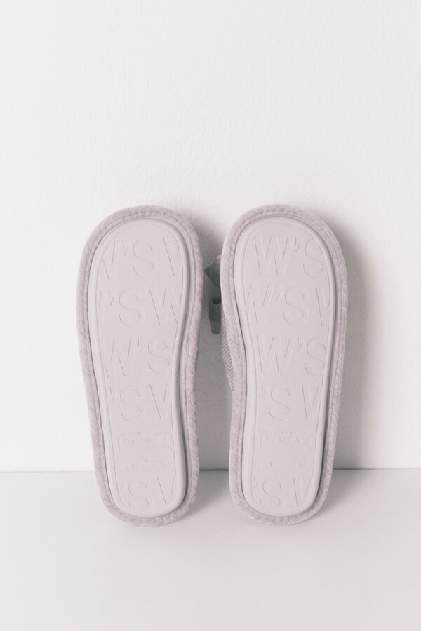 Women'secret Chinelos de quarto fechadas de chenille cinza cinzento