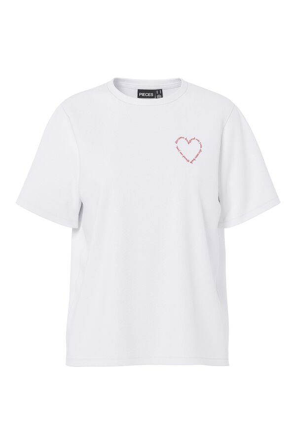 Pieces Camiseta algod&oacute;n org&aacute;nico estampada blanco