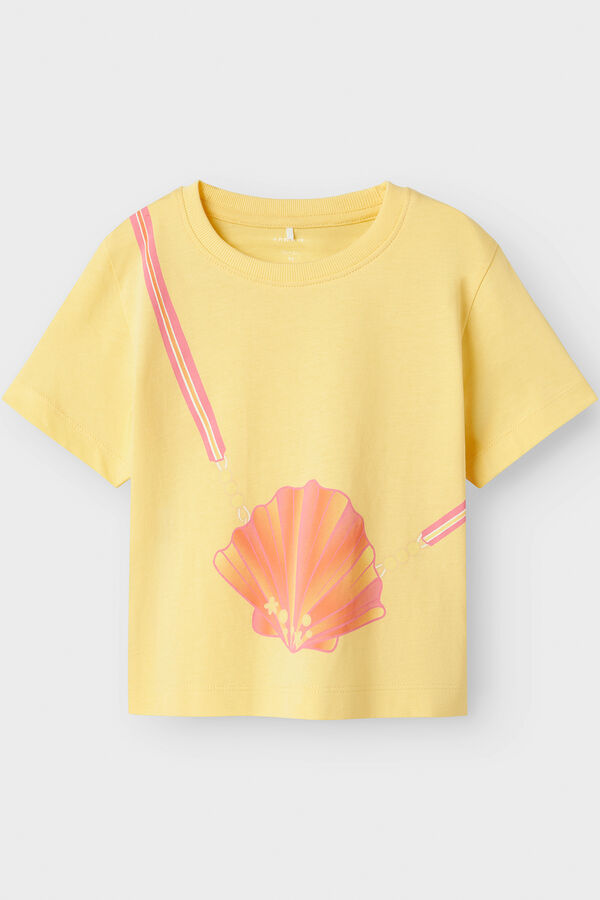Name it Camiseta manga curta 100% algodão amarelo