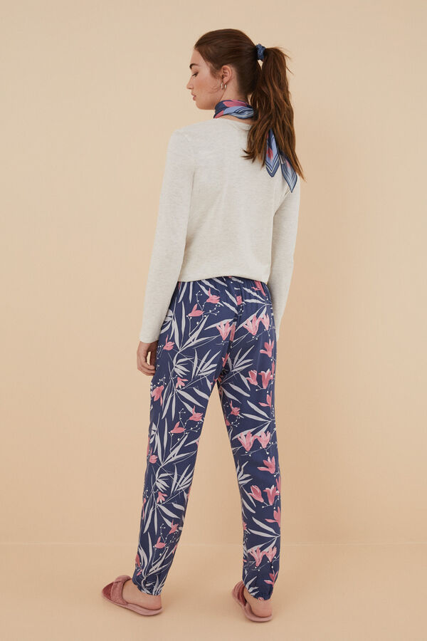 Women'secret Pantal&oacute;n largo estampado flores Moniquilla azul estampado