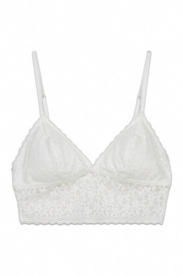 Women'secret Soutien bralette triangular em renda branco bege